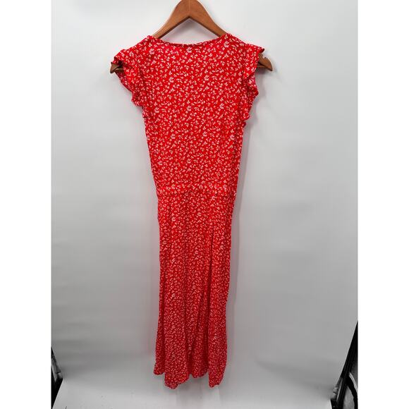 LOFT Floral Ruffle Sleeve Wrap Midi Dress // 8 - Picture 12 of 13